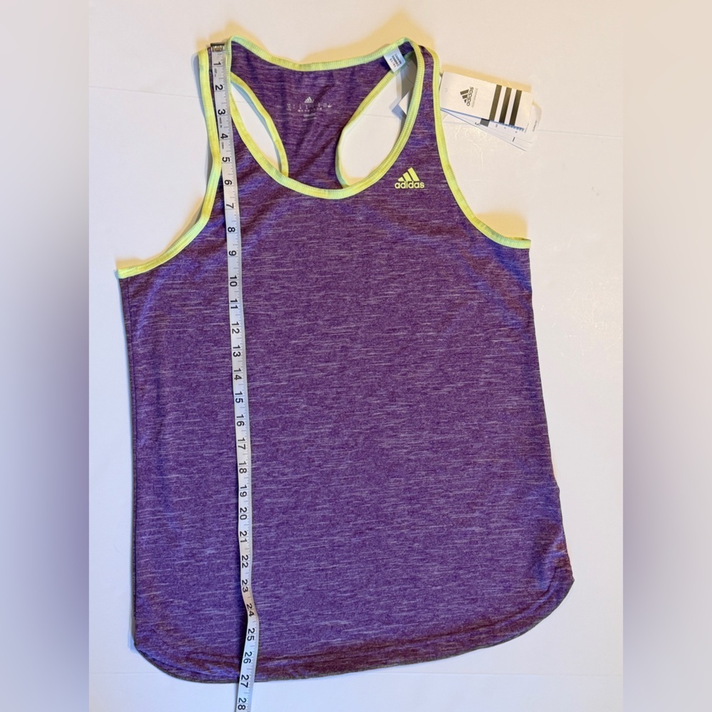Adidas Climalite Tank “Baby Bro”Purple Heather with bright yellow trim - Picture 9 of 11